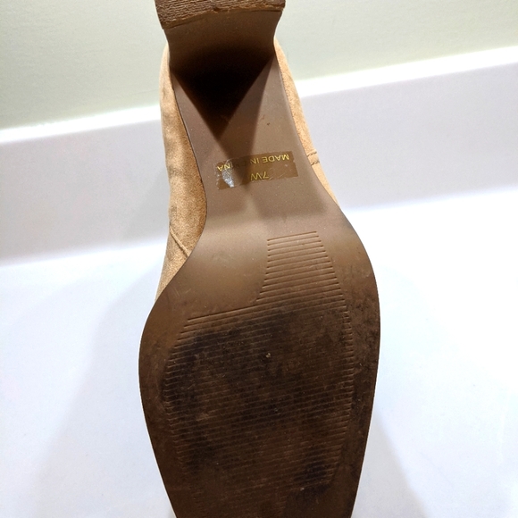 Butter Soft Women's Tan Suede Square Toe Heeled Boot - Size 7 - Picture 8 of 8